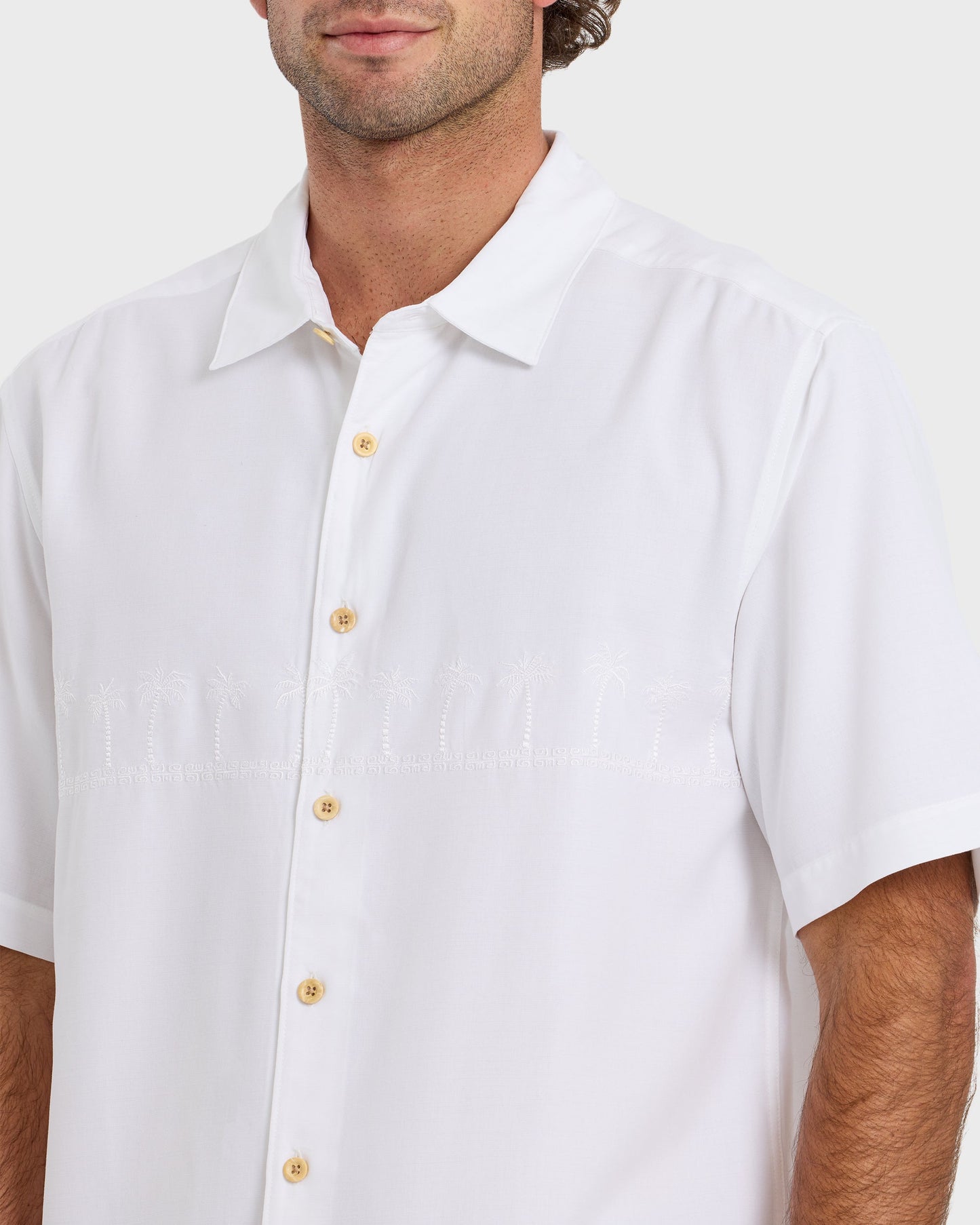 Quick Silver Waterman Tahiti Palms Premium Anti-Wrinkle Shirt - White