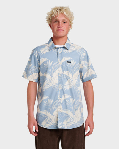 Quick Silver Kahanu Classic Short Sleeve Shirt - Ashley Blue