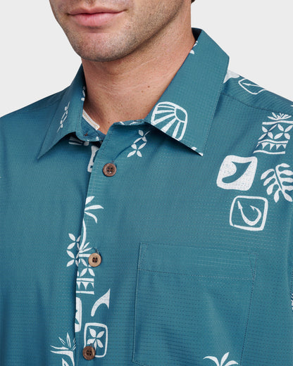 Quick Silver Waterman Mystic Fin Shirt - Real Teal