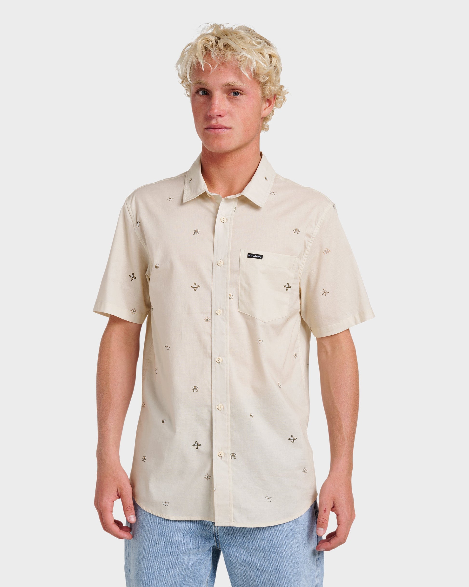 Quick Silver Mini Dimensions Classic Short Sleeve Shirt - Silver Birch