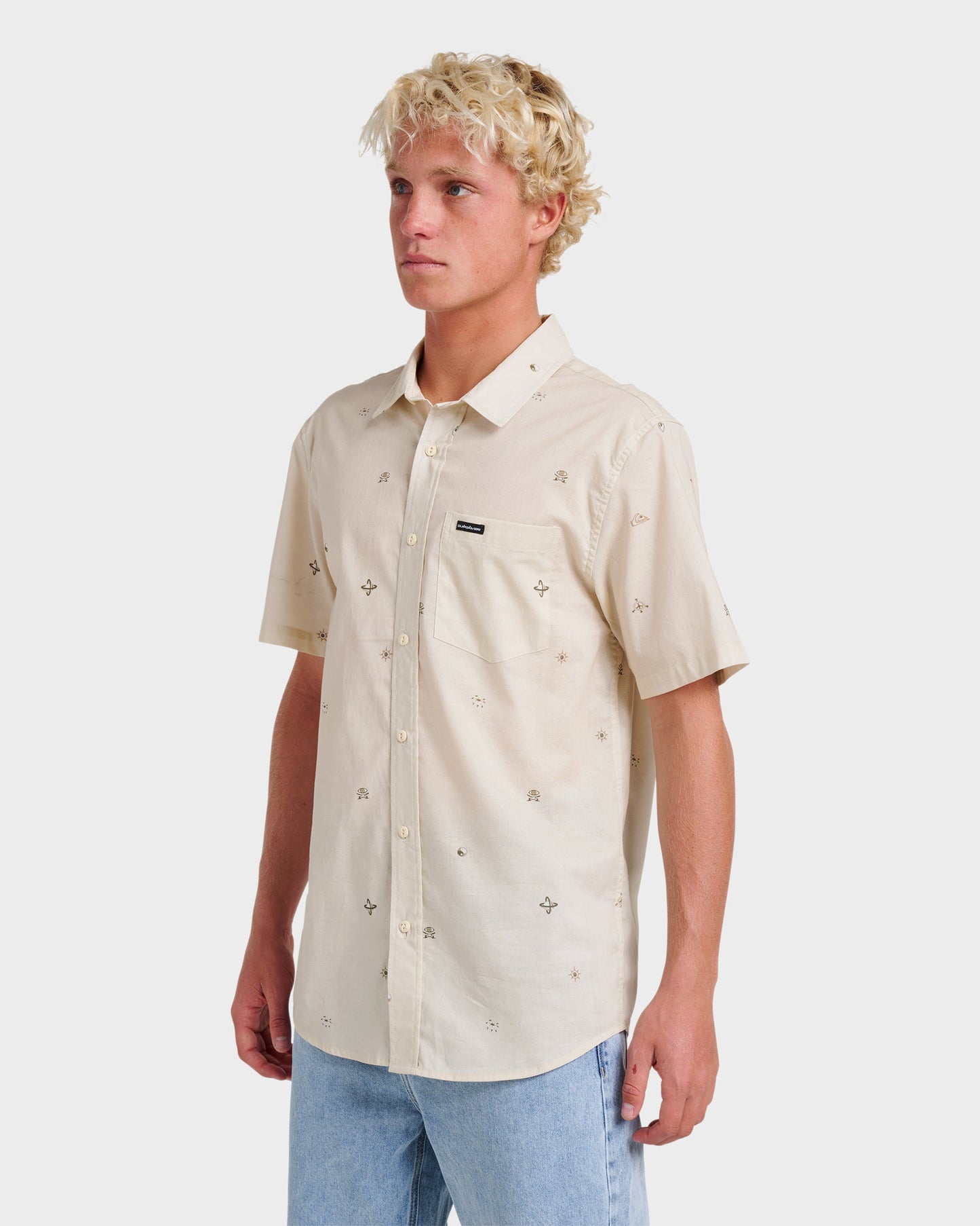 Quick Silver Mini Dimensions Classic Short Sleeve Shirt - Silver Birch