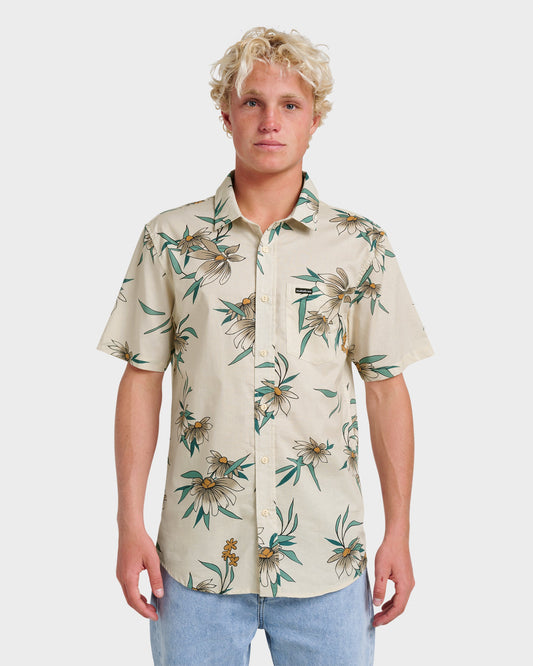 Quick Silver Costal Flora Classic Short Sleeve Shirt - Moonstruck