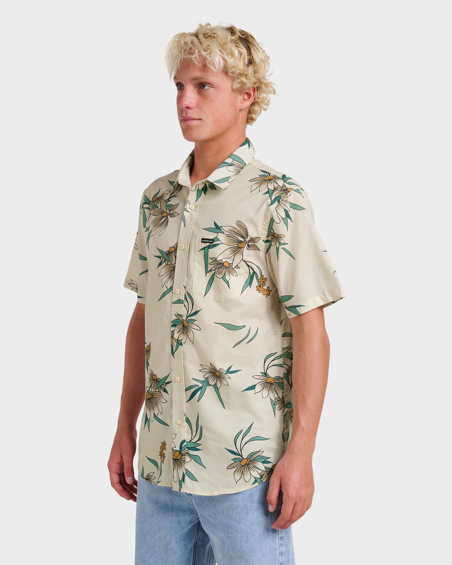Quick Silver Costal Flora Classic Short Sleeve Shirt - Moonstruck