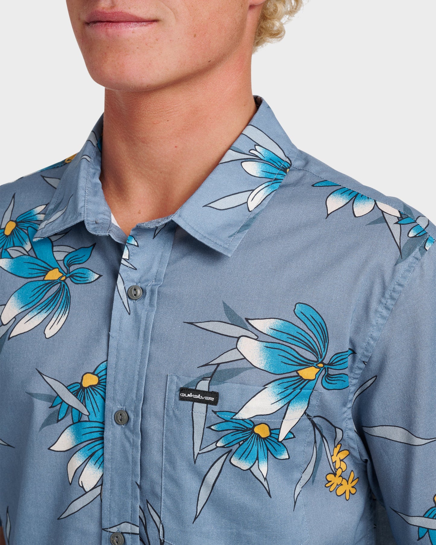 Quick Silver Costal Flora Classic Short Sleeve Shirt - Coronet Blue