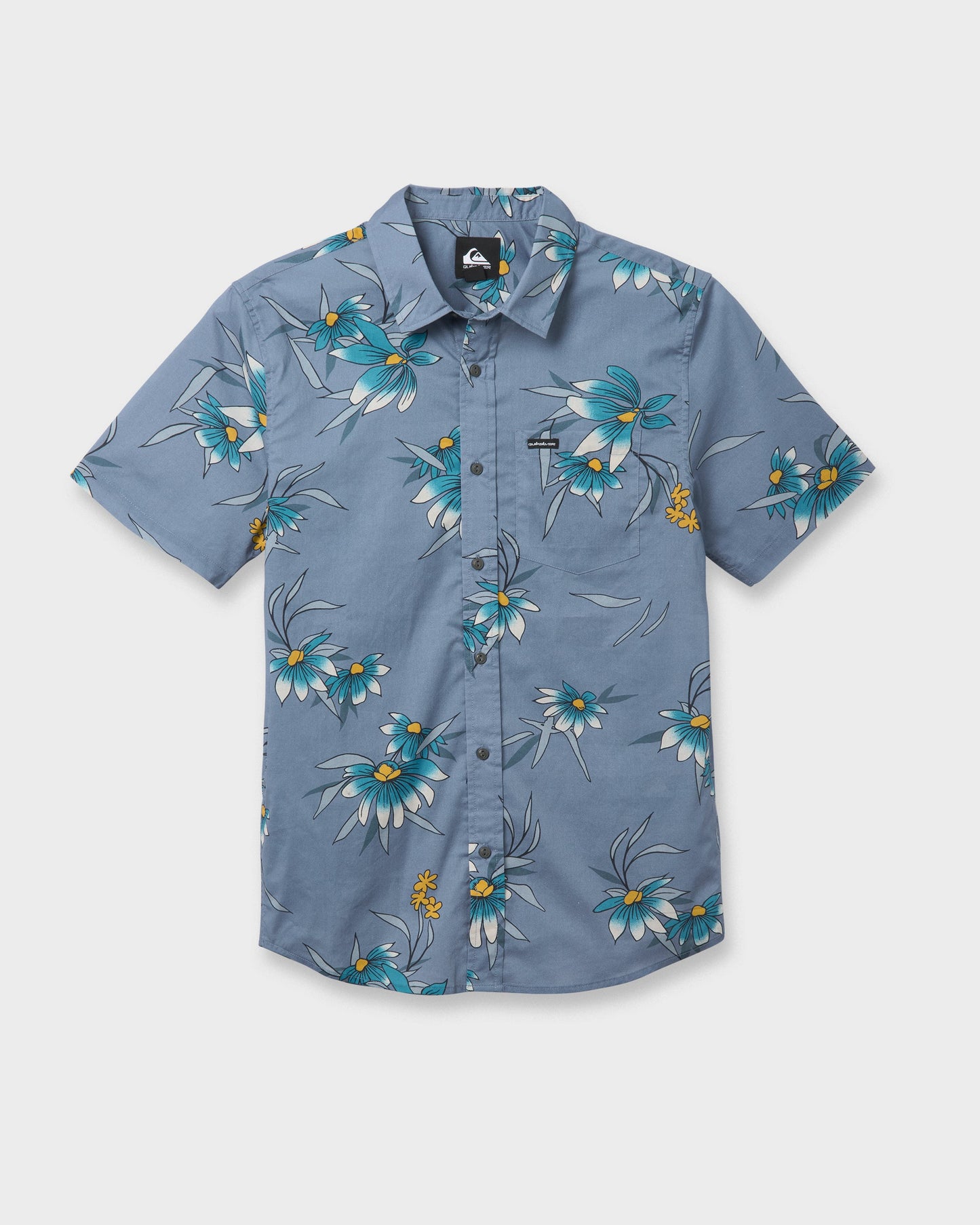 Quick Silver Costal Flora Classic Short Sleeve Shirt - Coronet Blue