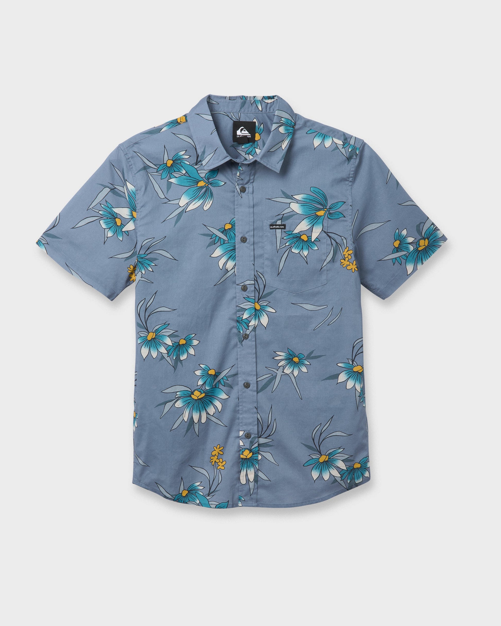 Quick Silver Costal Flora Classic Short Sleeve Shirt - Coronet Blue