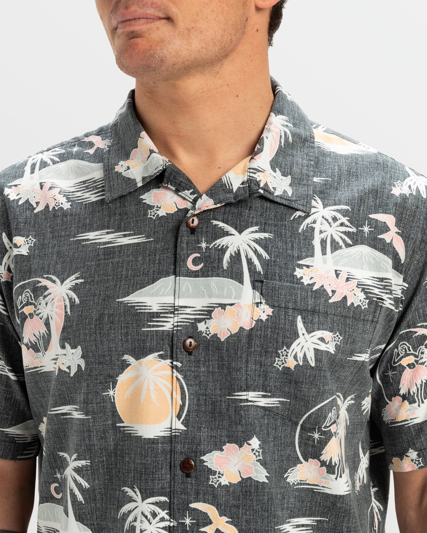 Quick Silver DNA Destination Island Short Sleeve Shirt - Black