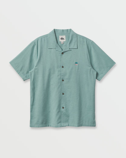 Quick Silver Flecky Island Short Sleeve Shirt - Jade Grey