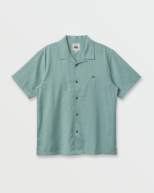 Quick Silver Flecky Island Short Sleeve Shirt - Jade Grey