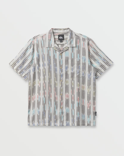 Quick Silver Space Dye Casual Short Sleeve Shirt - Off White