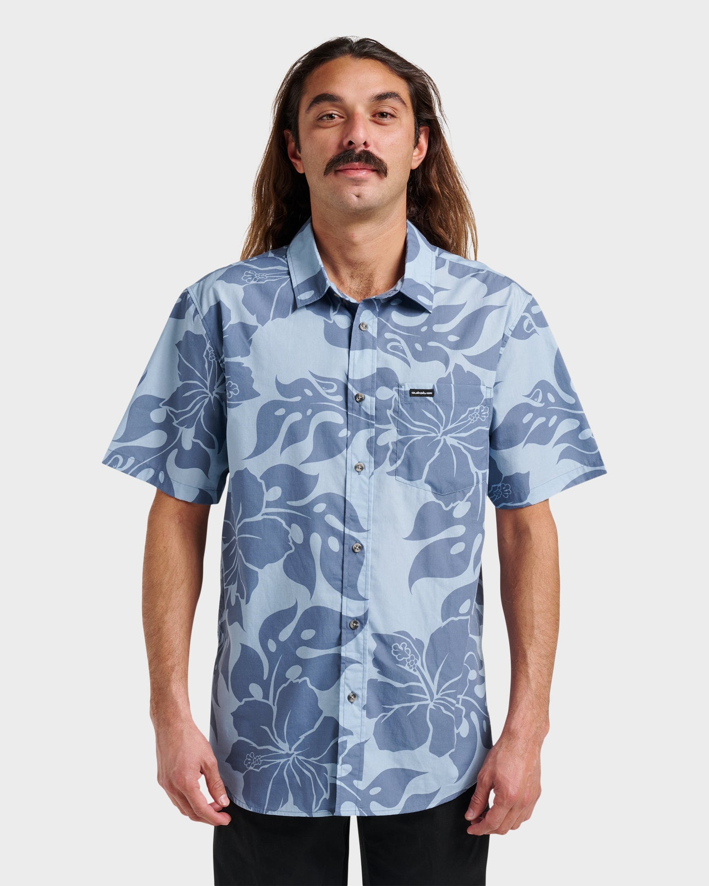 Quick Silver Oceanview Classic Short Sleeve Shirt - Ashley Blue