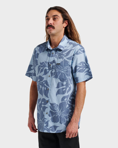 Quick Silver Oceanview Classic Short Sleeve Shirt - Ashley Blue