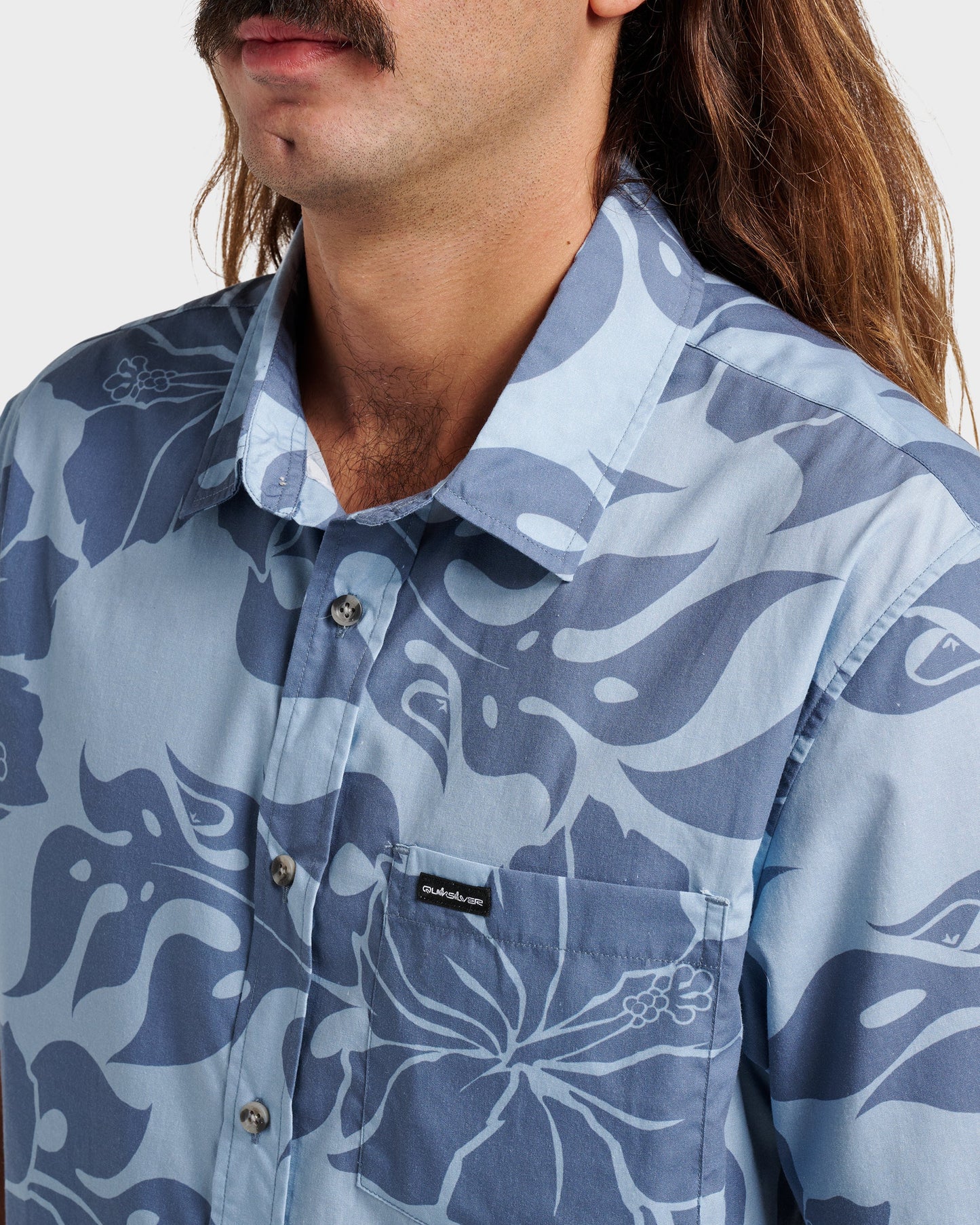 Quick Silver Oceanview Classic Short Sleeve Shirt - Ashley Blue