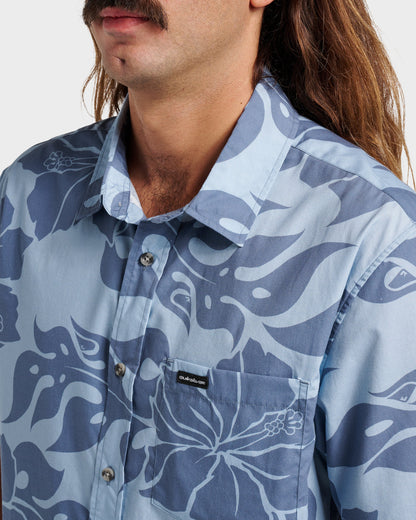 Quick Silver Oceanview Classic Short Sleeve Shirt - Ashley Blue