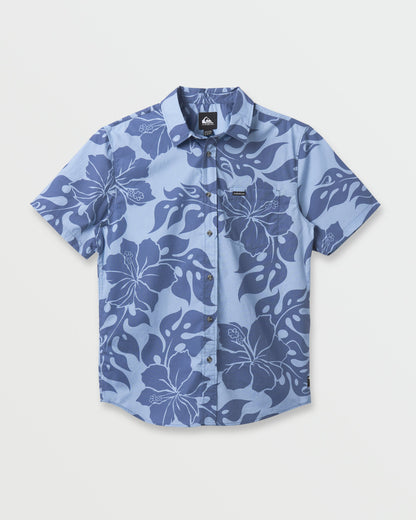 Quick Silver Oceanview Classic Short Sleeve Shirt - Ashley Blue