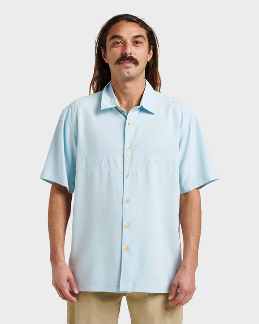 Quick Silver Waterman Tahiti Palms Premium Anti-Wrinkle Shirt - Sterling Blue