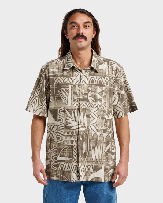 Quick Silver Waterman Talk Story Short Sleeve Shirt - Moonbeam