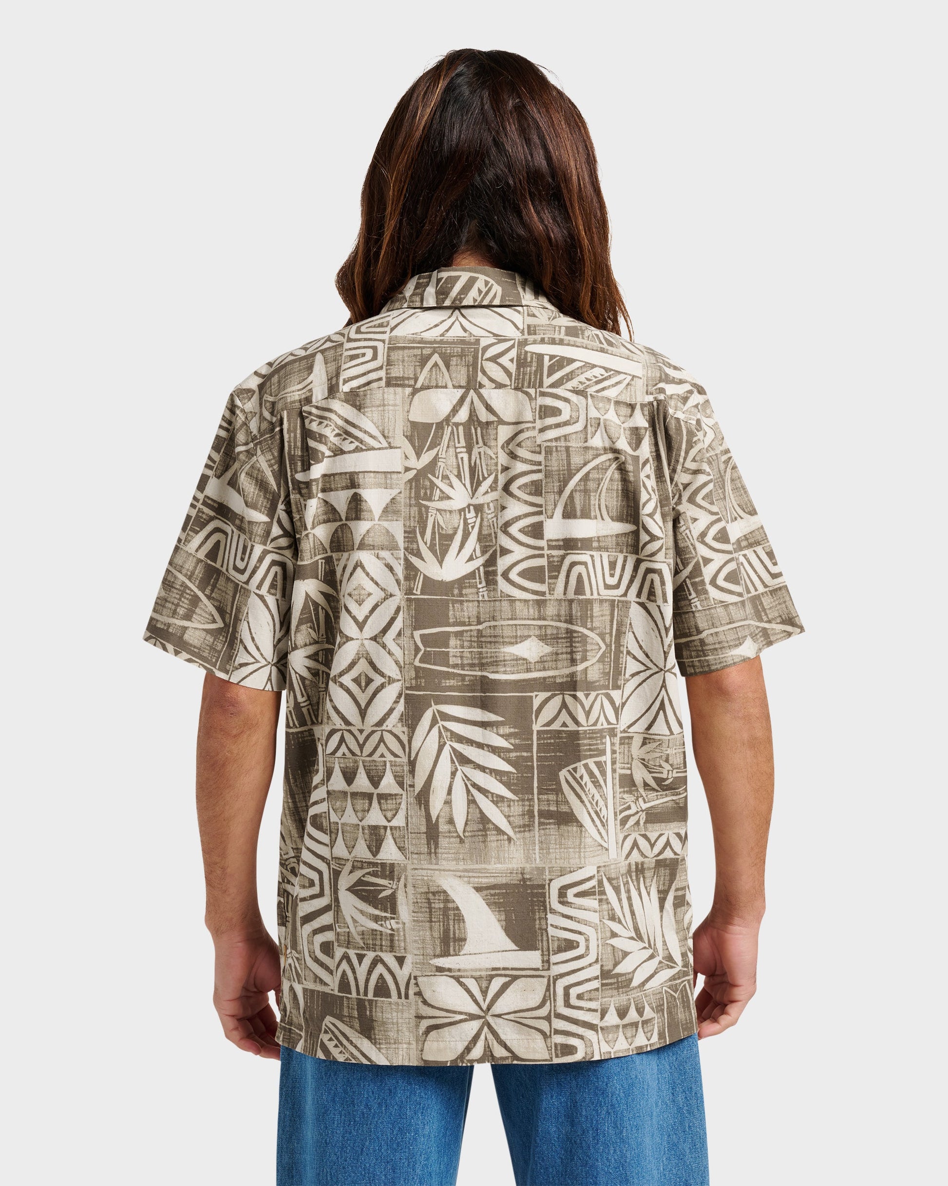 Quick Silver Waterman Talk Story Short Sleeve Shirt - Moonbeam