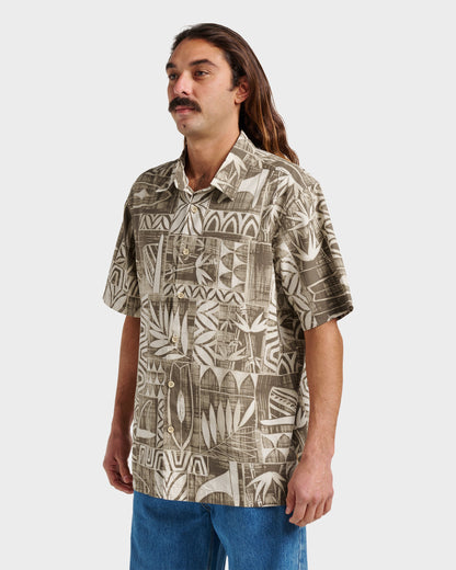 Quick Silver Waterman Talk Story Short Sleeve Shirt - Moonbeam