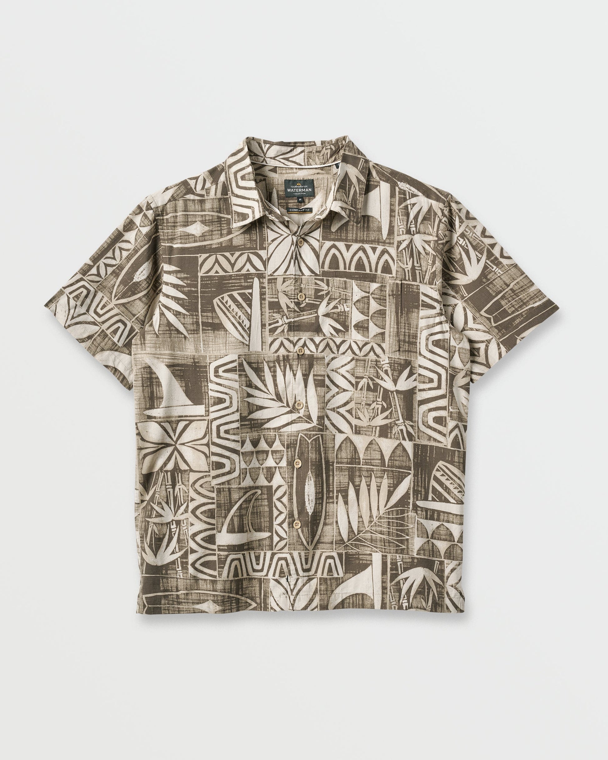 Quick Silver Waterman Talk Story Short Sleeve Shirt - Moonbeam