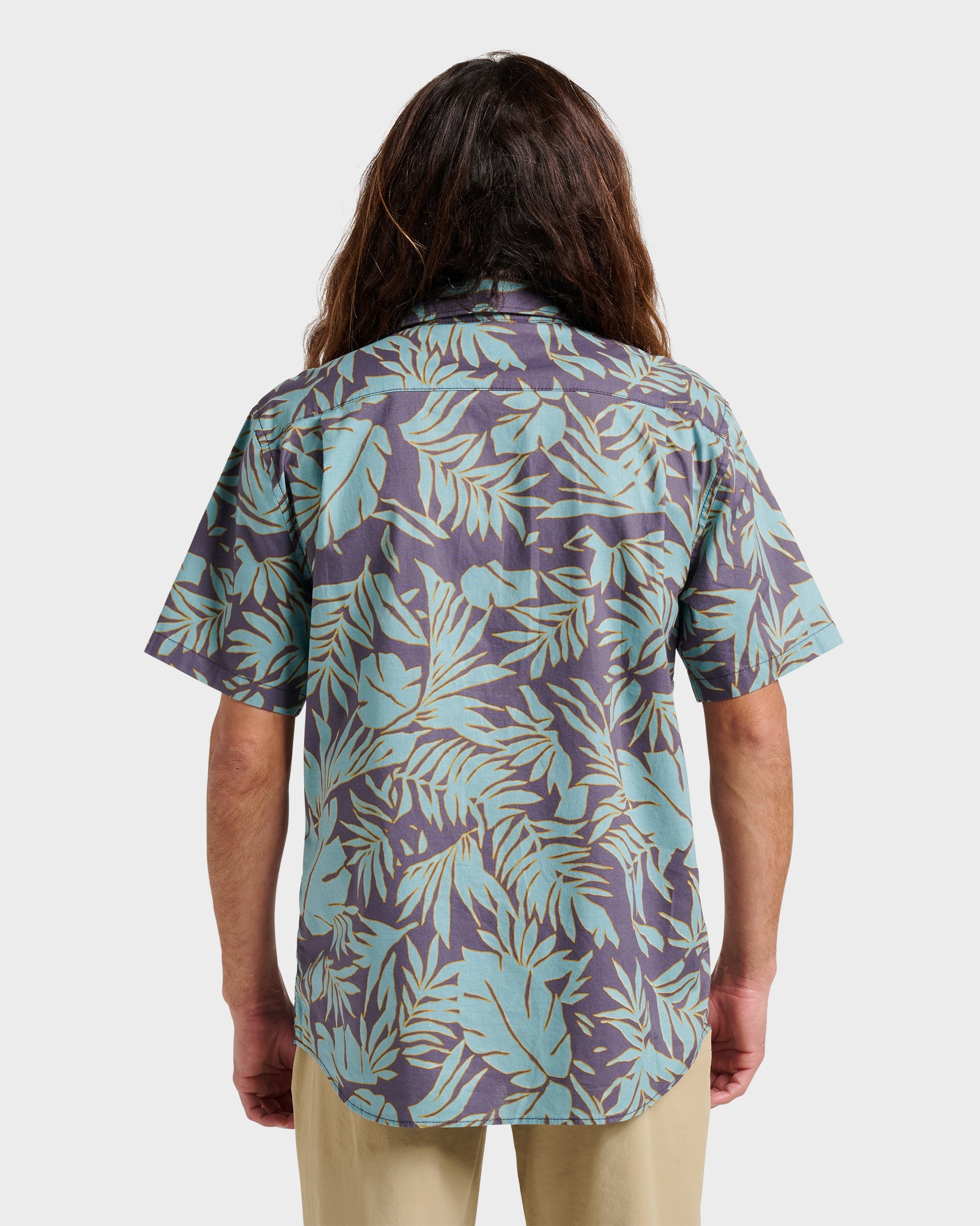 Quick Silver Palm Trip Classic Short Sleeve Shirt - Graystone