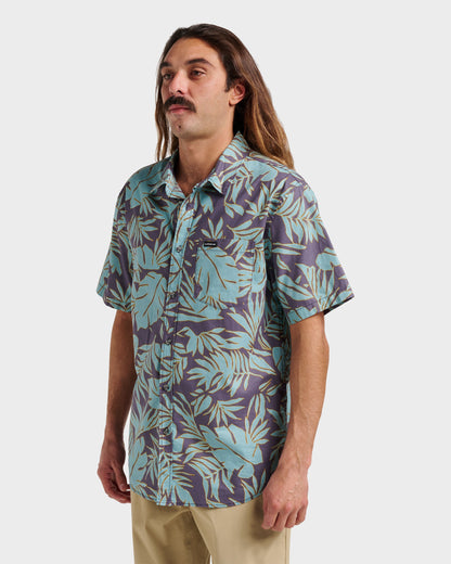 Quick Silver Palm Trip Classic Short Sleeve Shirt - Graystone