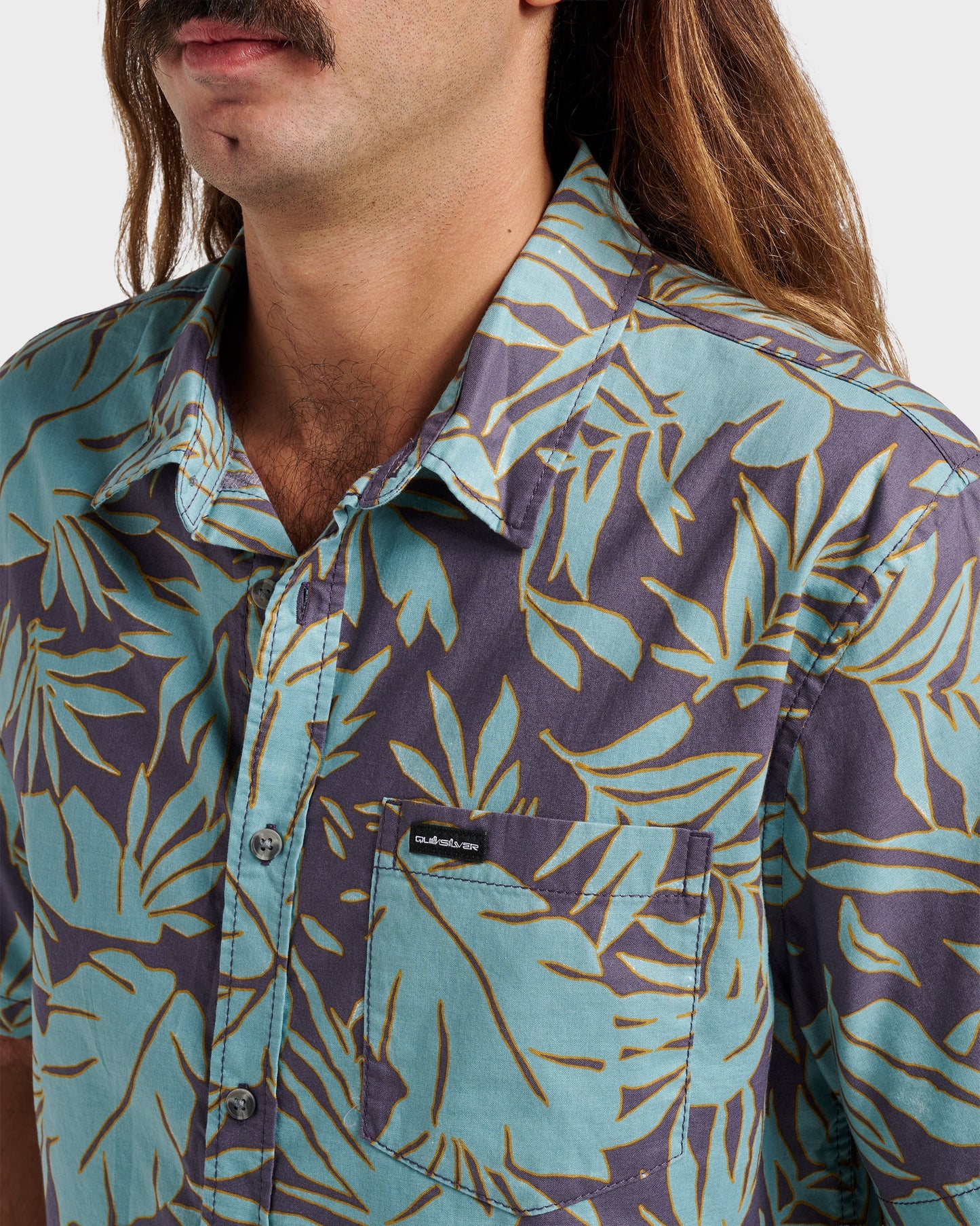Quick Silver Palm Trip Classic Short Sleeve Shirt - Graystone
