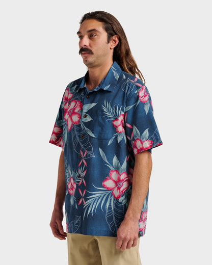 Quick Silver Waterman Playita Floral Shirt - Sargasso Sea
