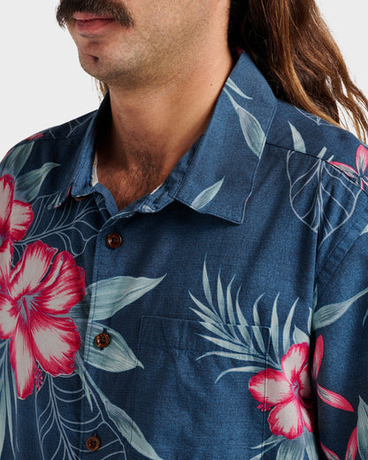 Quick Silver Waterman Playita Floral Shirt - Sargasso Sea