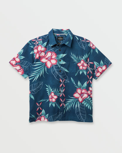 Quick Silver Waterman Playita Floral Shirt - Sargasso Sea
