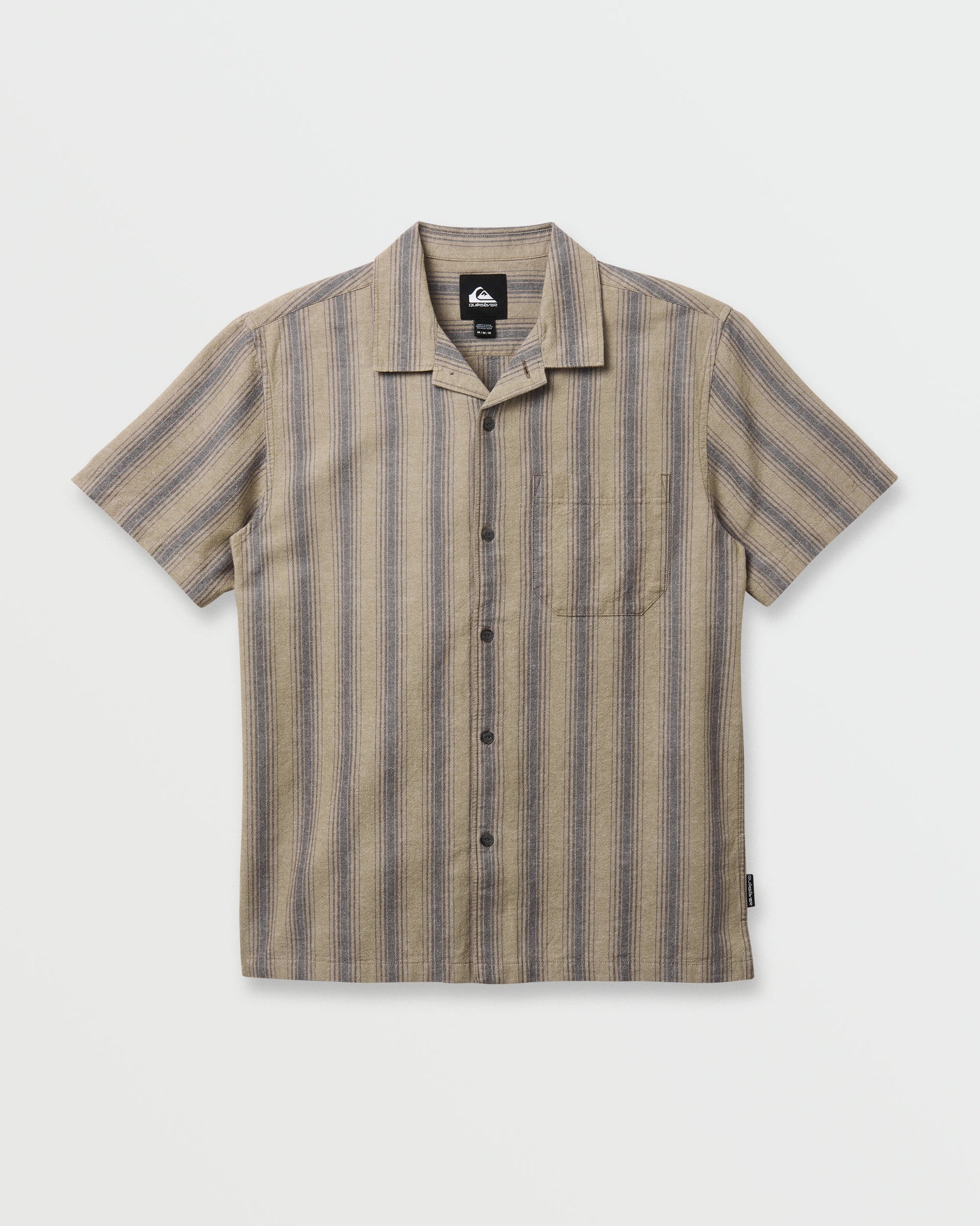Quick Silver Oxford Stripe Casual Short Sleeve Shirt - Fallen Rock