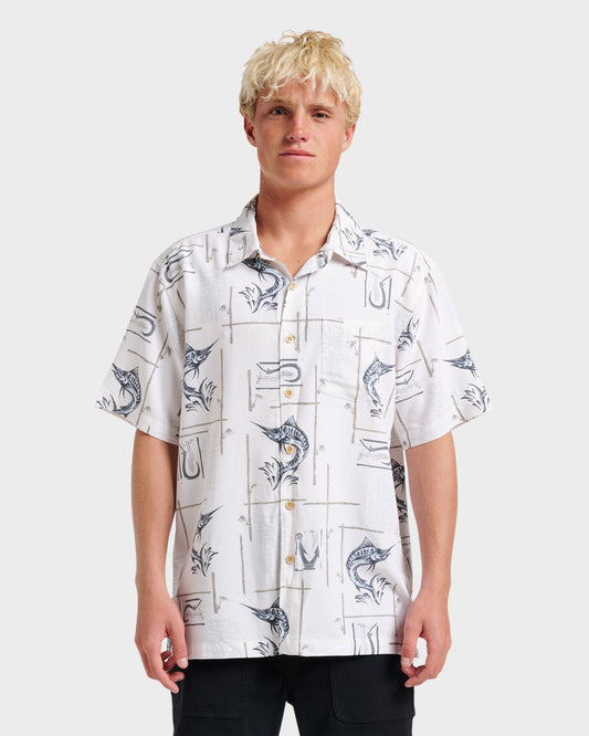Quick Silver Waterman Big Day Short Sleeve Shirt - White