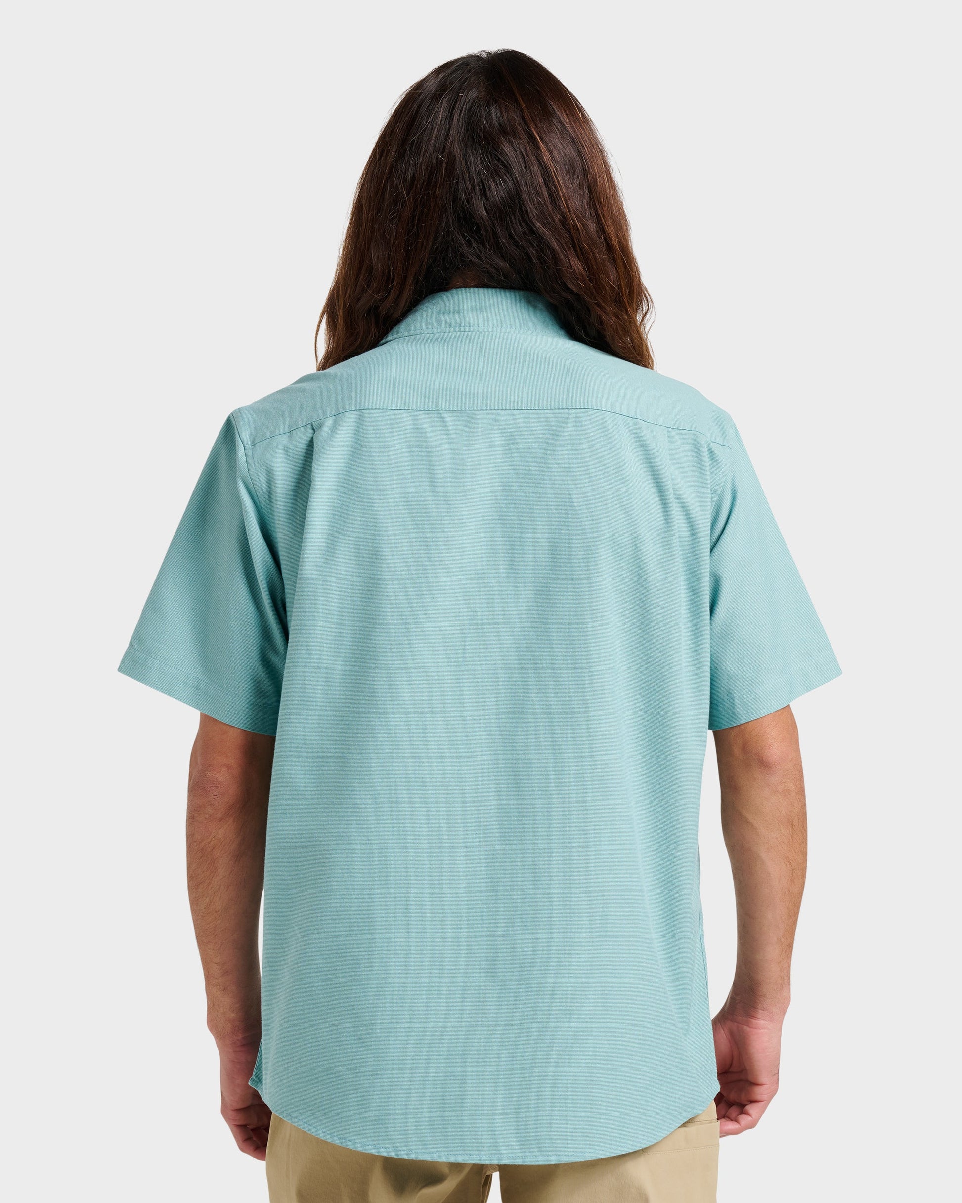 Quick Silver Shoreline Classic Short Sleeve Shirt - Dusty Turquoise
