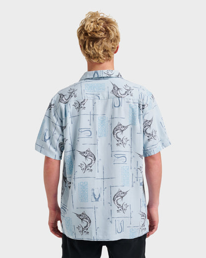 Quick Silver Waterman Big Day Short Sleeve Shirt - Ashley Blue