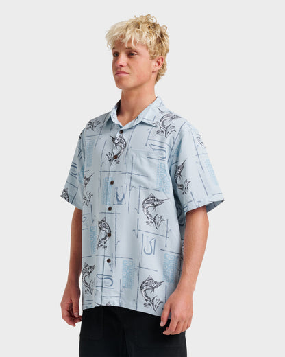 Quick Silver Waterman Big Day Short Sleeve Shirt - Ashley Blue