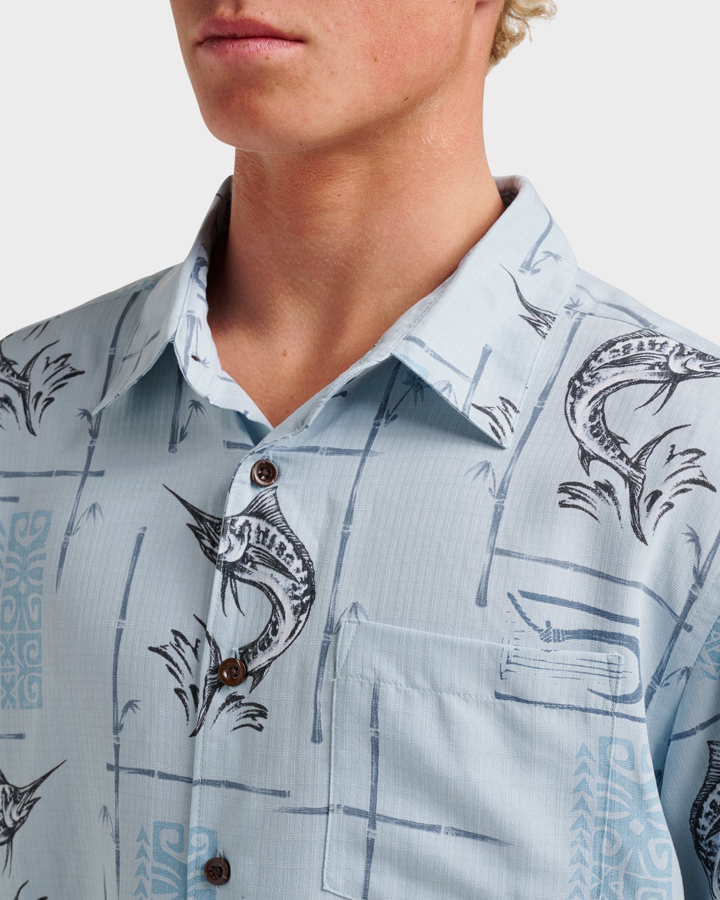 Quick Silver Waterman Big Day Short Sleeve Shirt - Ashley Blue
