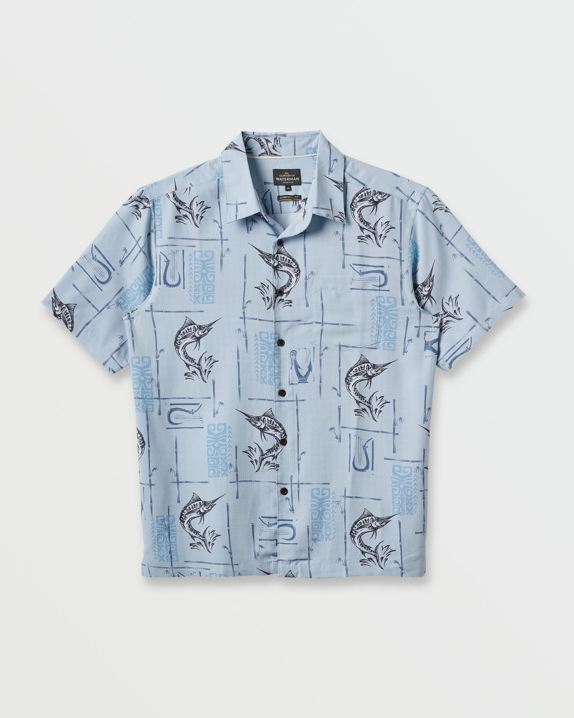Quick Silver Waterman Big Day Short Sleeve Shirt - Ashley Blue