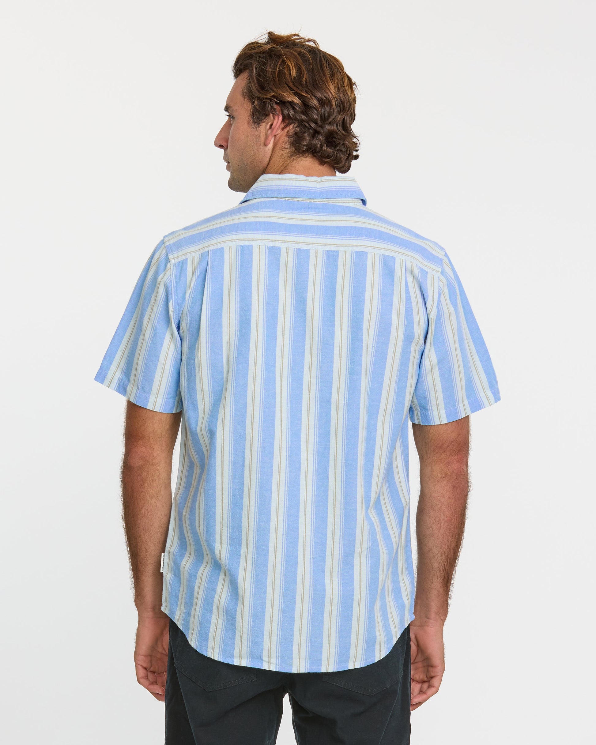 Quick Silver Oxford Stripe Classic Short Sleeve Shirt - Azure