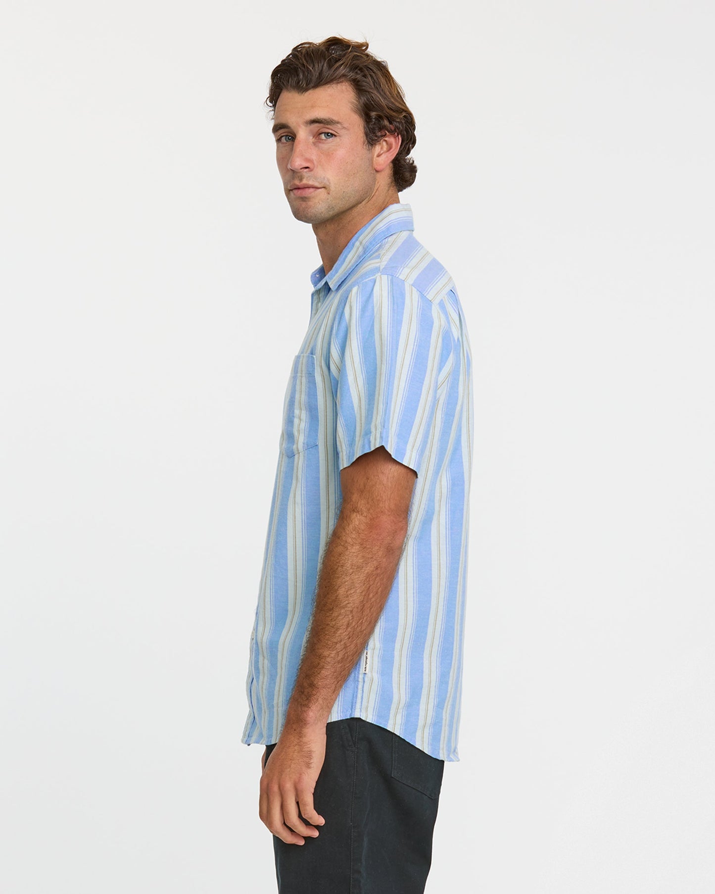 Quick Silver Oxford Stripe Classic Short Sleeve Shirt - Azure