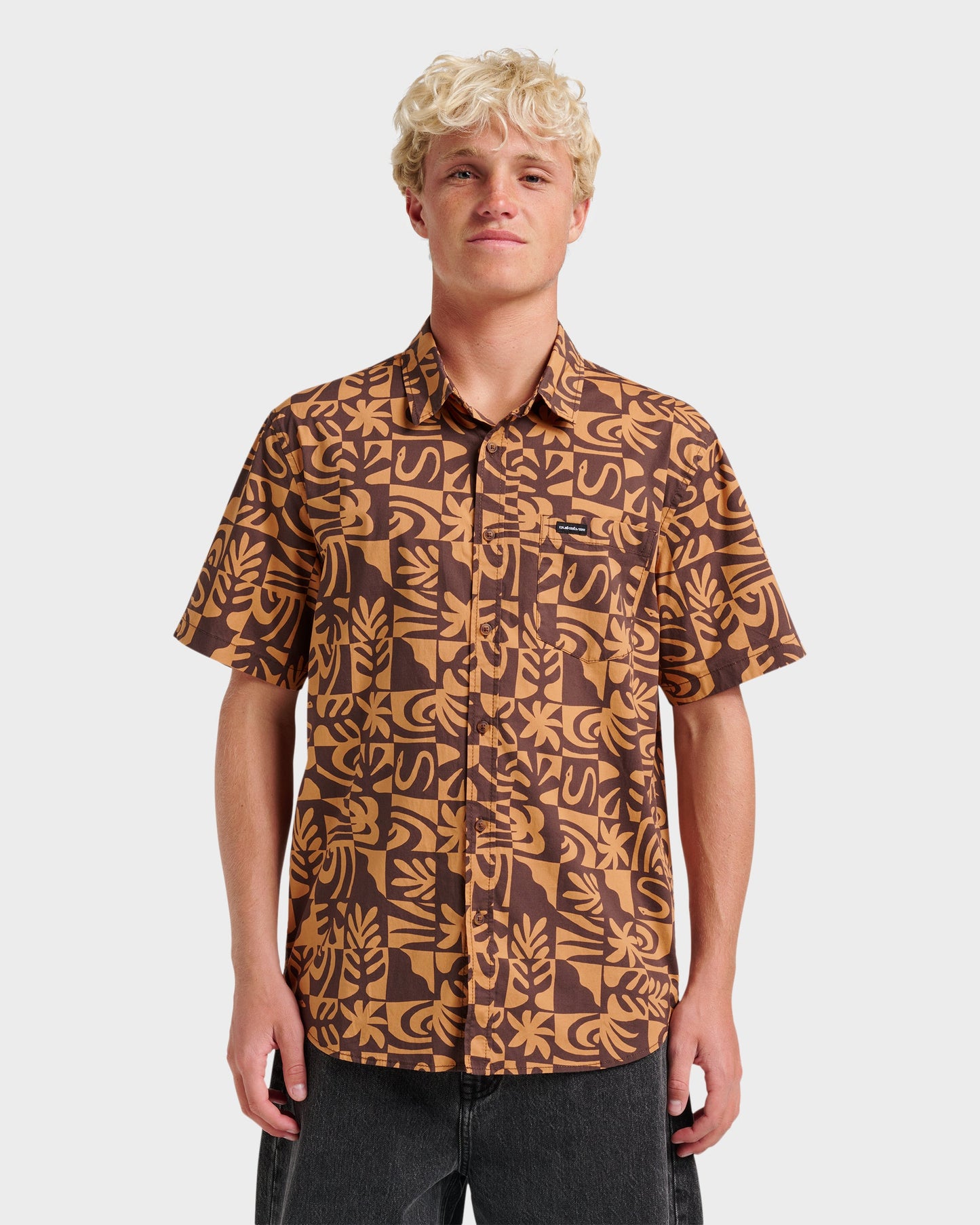 Quick Silver Terra Classic Stretch Short Sleeve Shirt - Chocolate
