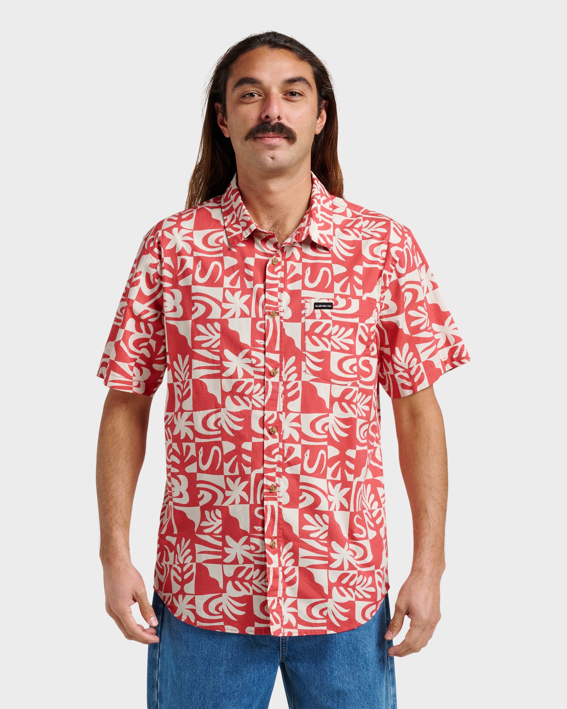 Quick Silver Terra Classic Stretch Short Sleeve Shirt - Mineral Red