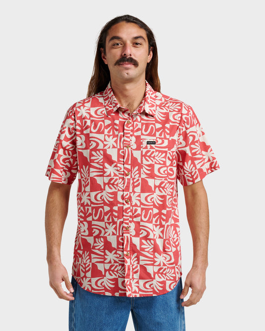 Quick Silver Terra Classic Stretch Short Sleeve Shirt - Mineral Red
