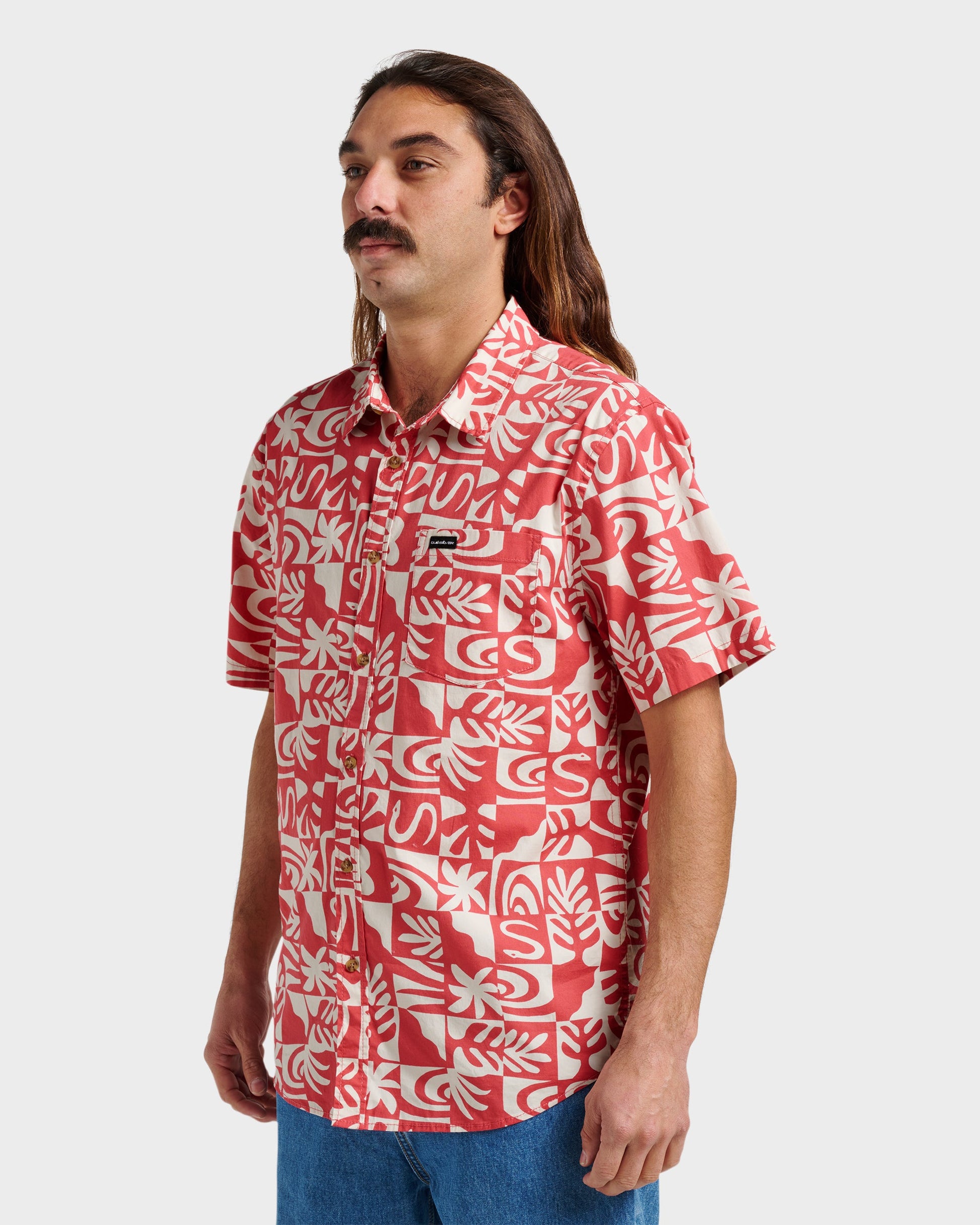Quick Silver Terra Classic Stretch Short Sleeve Shirt - Mineral Red