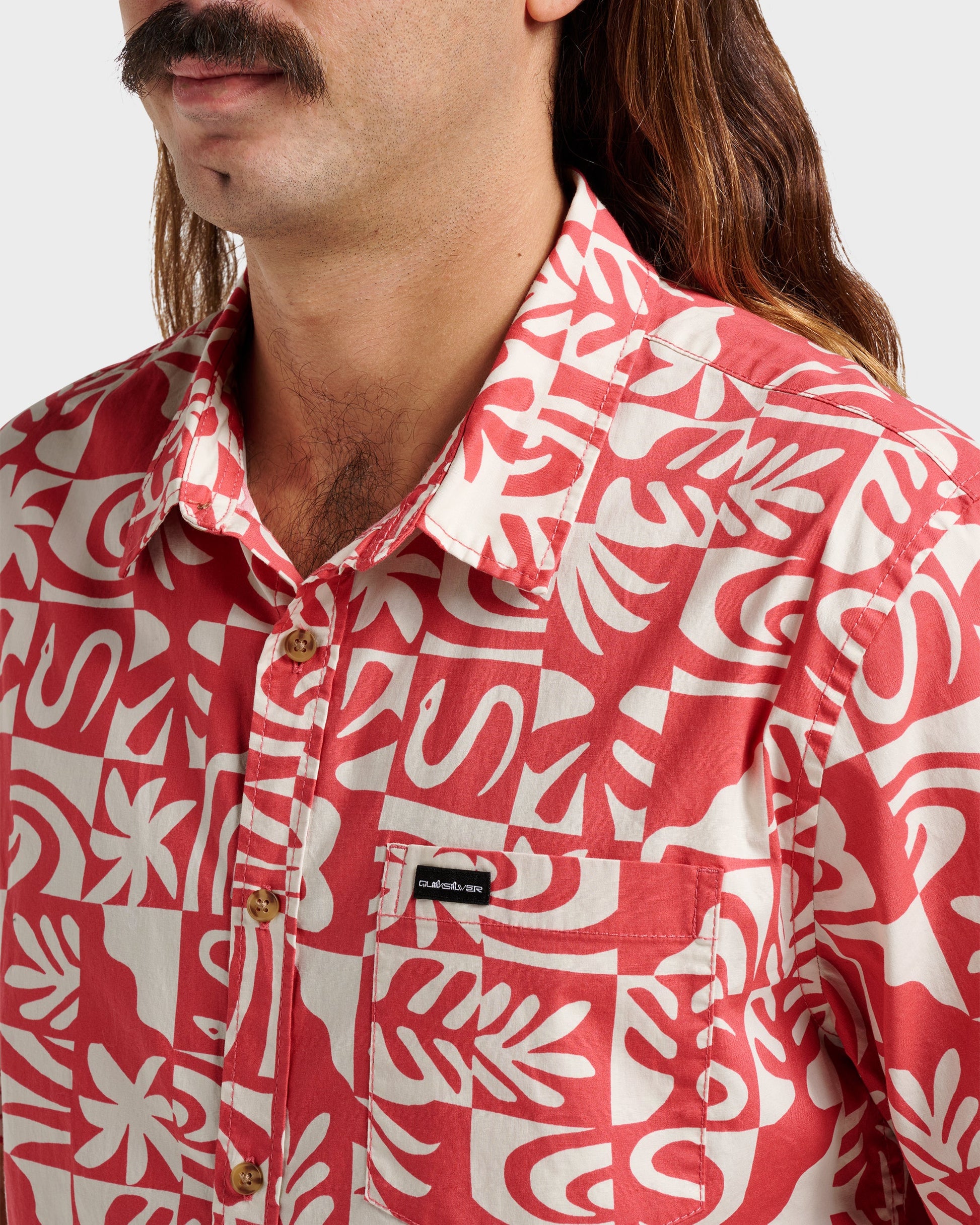 Quick Silver Terra Classic Stretch Short Sleeve Shirt - Mineral Red