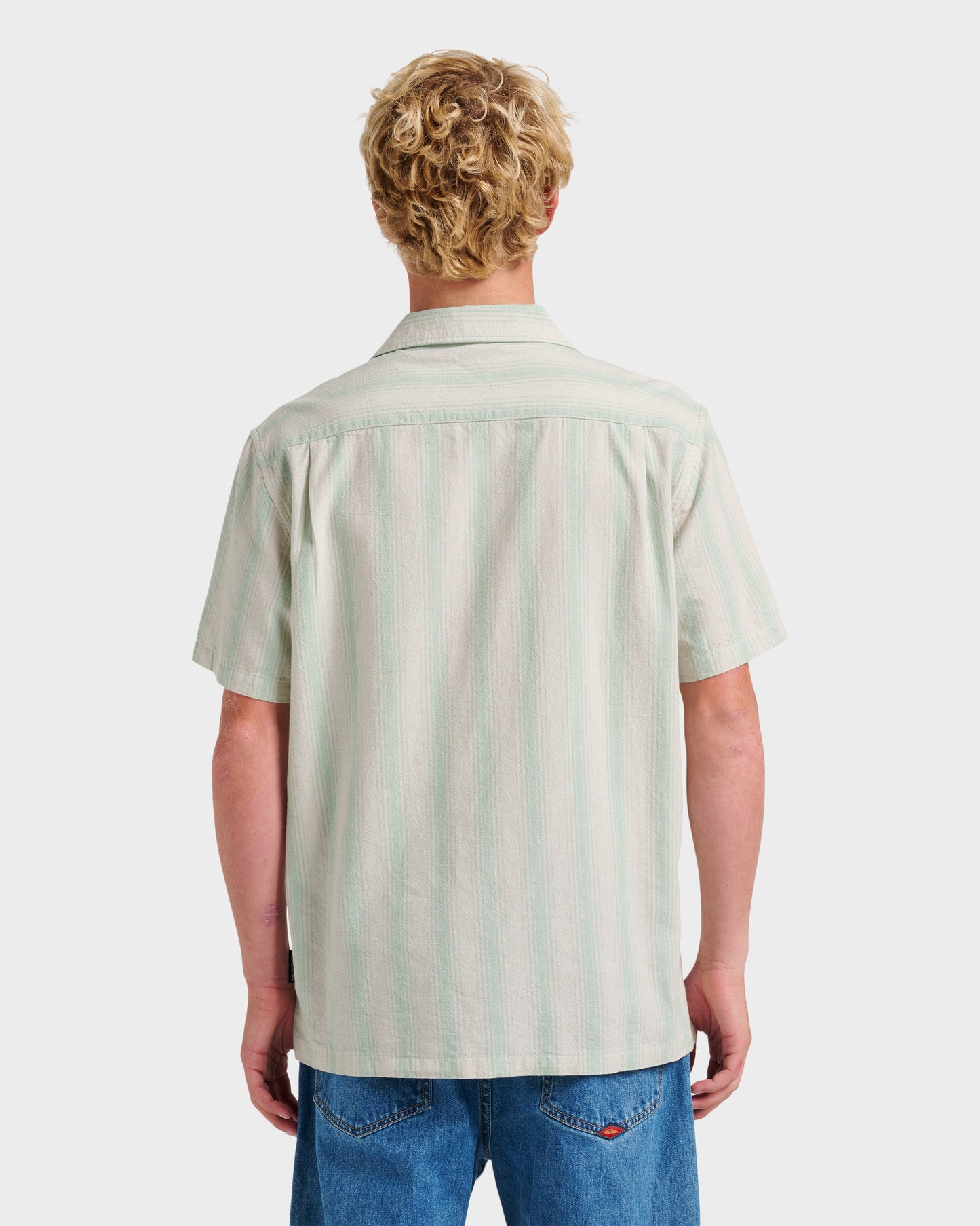 Quick Silver Oxford Stripe Casual Short Sleeve Shirt - Moonstruck