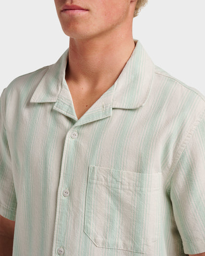 Quick Silver Oxford Stripe Casual Short Sleeve Shirt - Moonstruck