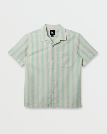 Quick Silver Oxford Stripe Casual Short Sleeve Shirt - Moonstruck