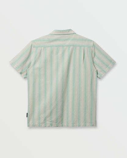 Quick Silver Oxford Stripe Casual Short Sleeve Shirt - Moonstruck