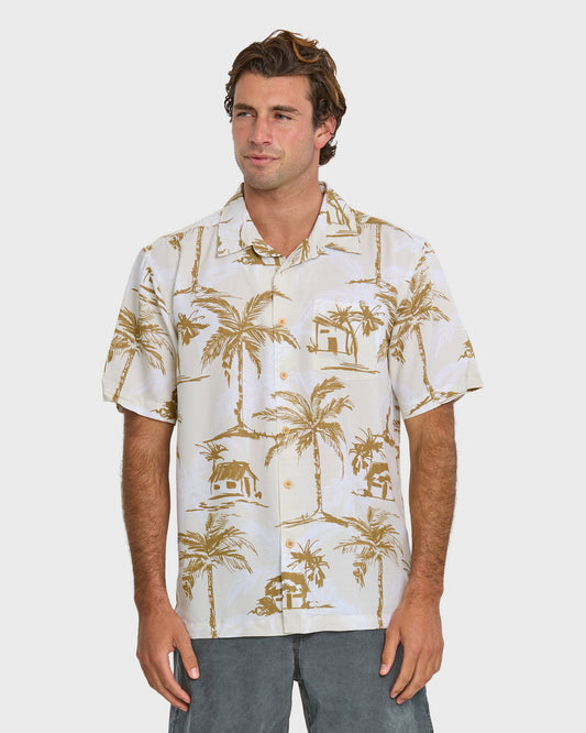 Quick Silver Waterman Off The Grid Shirt - Bone White