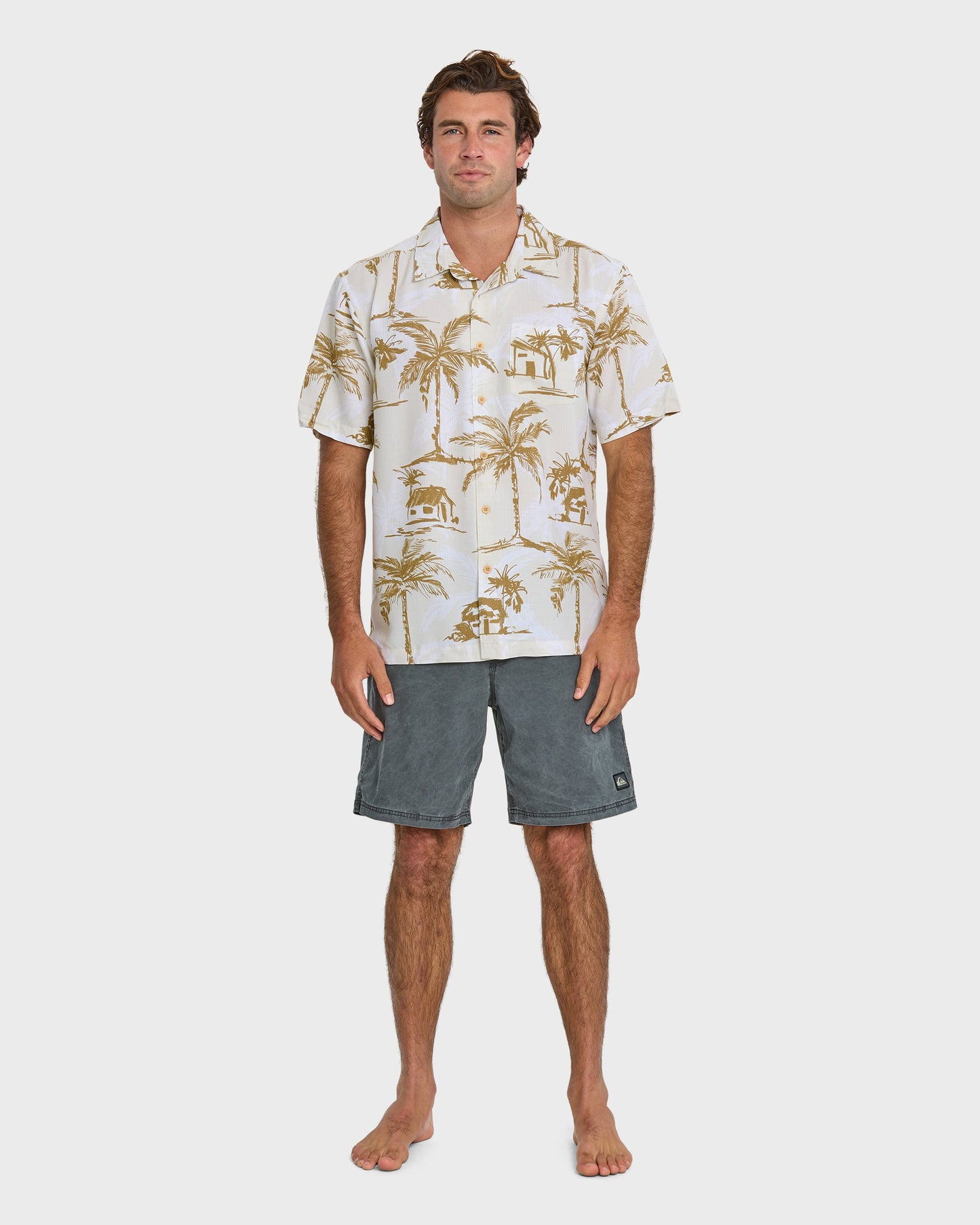 Quick Silver Waterman Off The Grid Shirt - Bone White